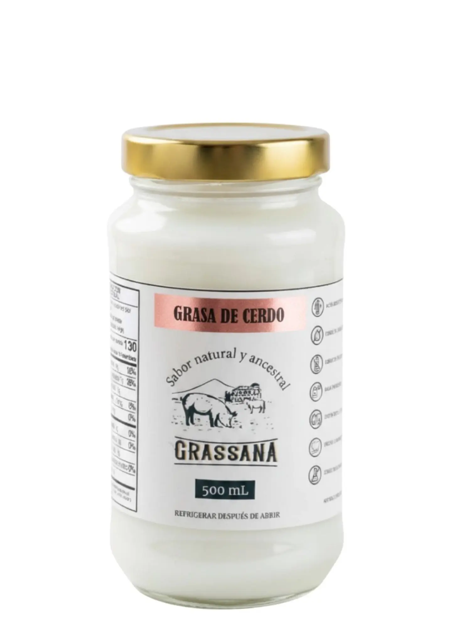 Manteca de Cerdo 100% Natural para fritar, hornear o asar 500ml – Con Registro INVIMA, Textura Cremosa y Saludable 1