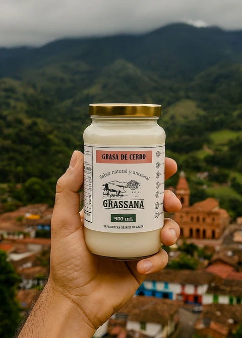 Manteca de Cerdo 100% Natural para fritar, hornear o asar 500ml – Con Registro INVIMA, Textura Cremosa y Saludable