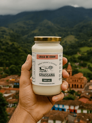 Manteca de Cerdo 100% Natural para fritar, hornear o asar 500ml – Con Registro INVIMA, Textura Cremosa y Saludable