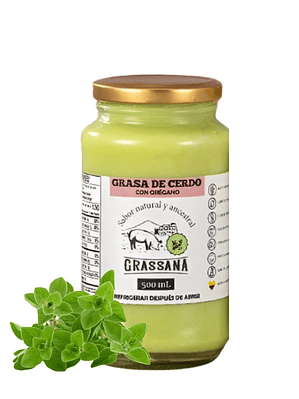 Grasa de Cerdo Infusionada con Orégano para freir, hornear o asar 500ml – 100% Natural, Versátil y con Registro INVIMA