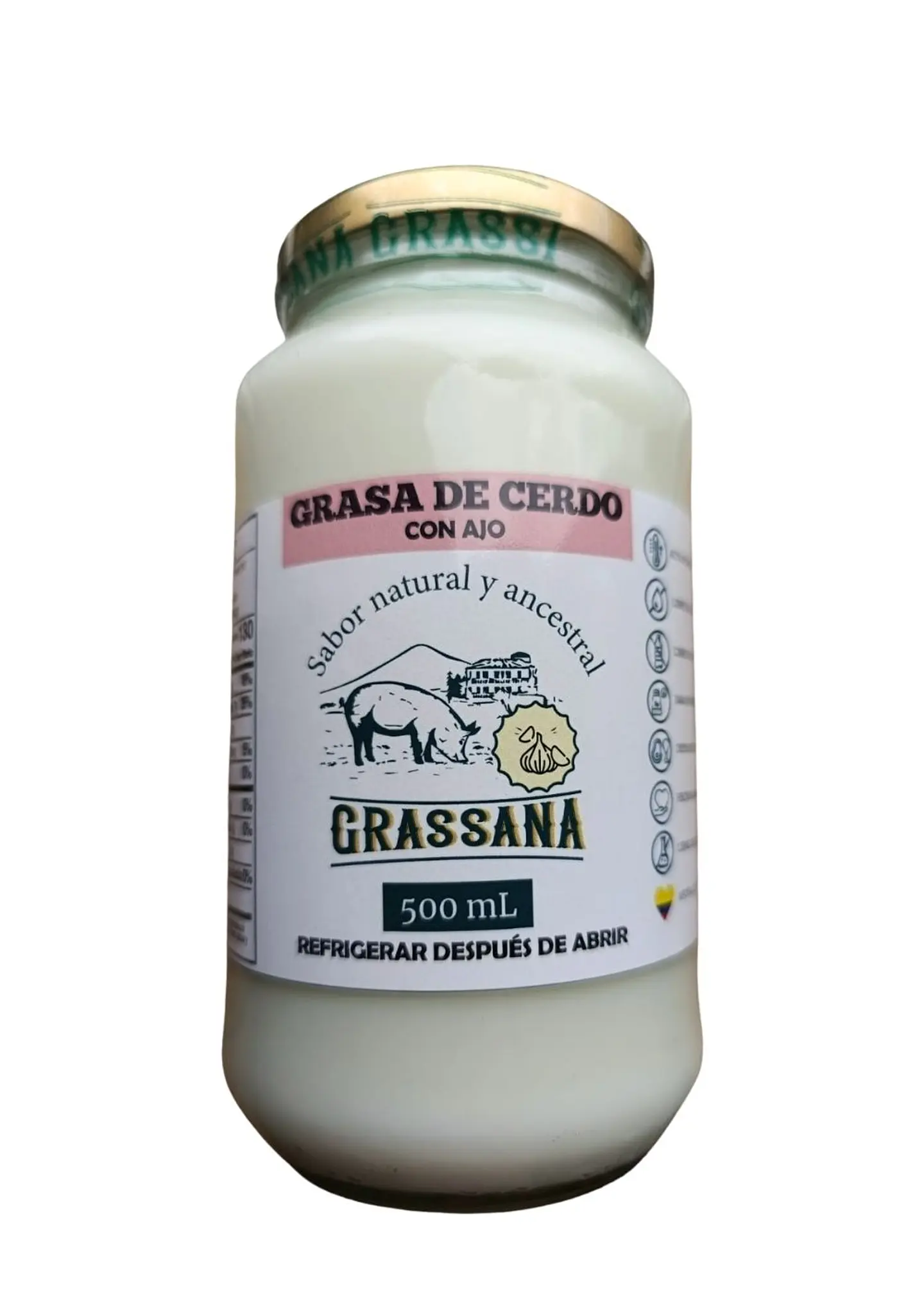 Manteca de Cerdo con AJO  para fritar, hornear o asar 100% Natural 500ml – Con Registro INVIMA, Textura Cremosa y Saludable 4