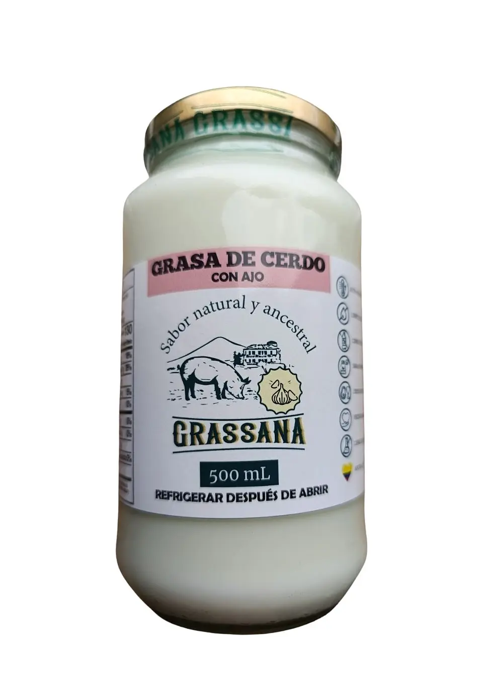 Manteca de Cerdo con AJO  para fritar, hornear o asar 100% Natural 500ml – Con Registro INVIMA, Textura Cremosa y Saludable 4