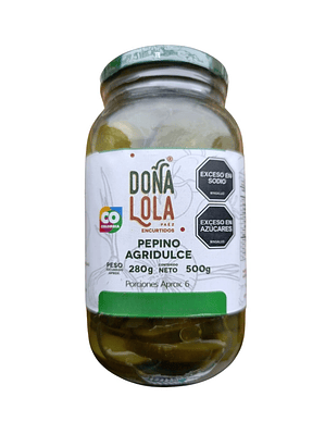 Pepino Agridulce Natural 500g  – Sin Conservantes ni Aditivos Químicos | Artesanal y 100% Natural