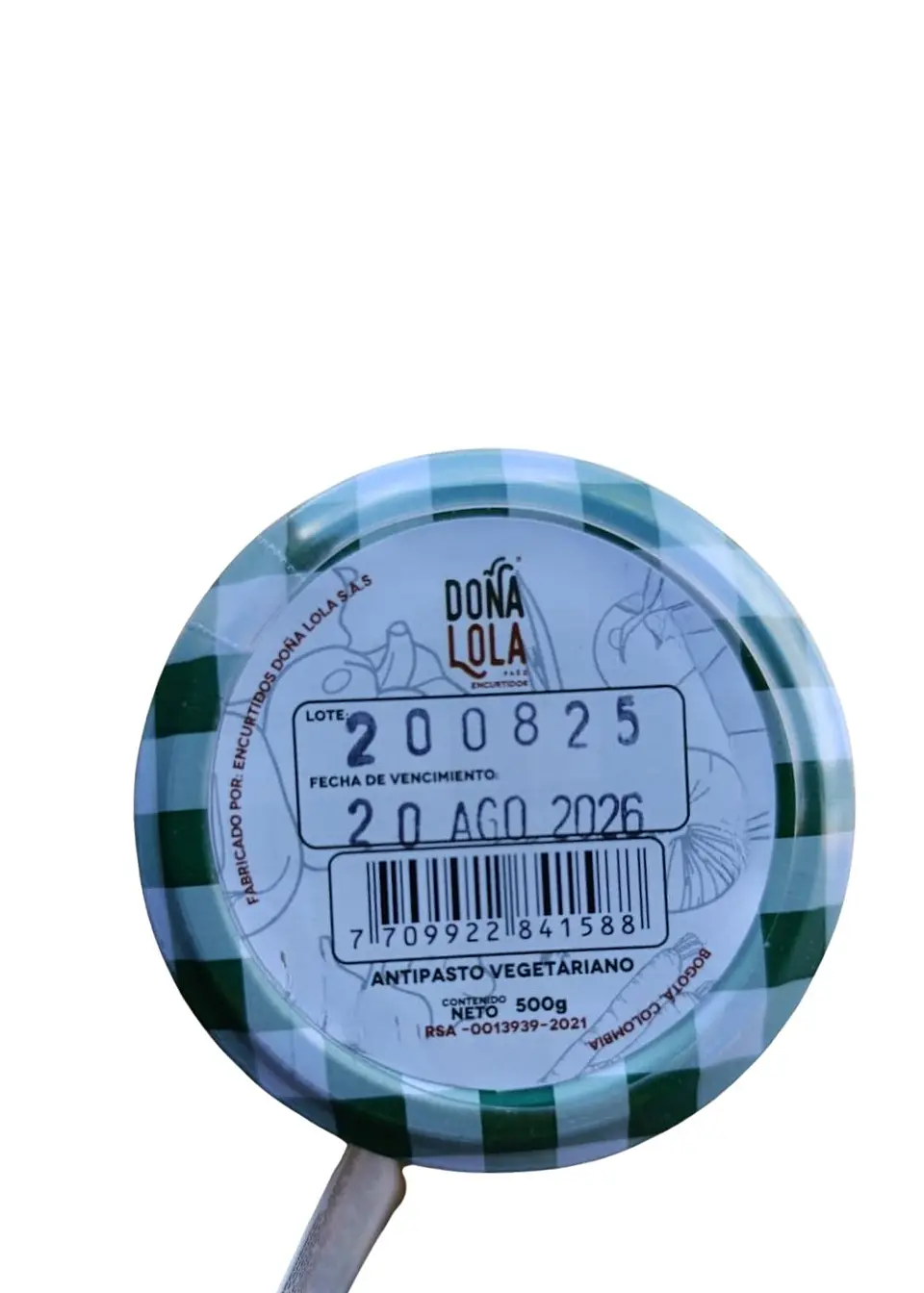 Antipasto Vegetariano Natural y Artesanal 500g | Con Vegetales Frescos y Aceite de Oliva | Reg. INVIMA 3