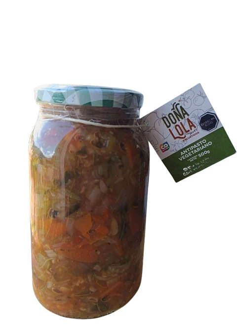 Antipasto Vegetariano Natural y Artesanal 500g | Con Vegetales Frescos y Aceite de Oliva | Reg. INVIMA