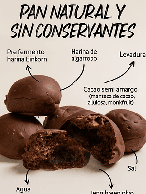 5 Panes naturales artesanales sin conservantes con harina Einkorn, algarrobo, cacao y jengibre 250g | Minimo 5 unidades por pedido