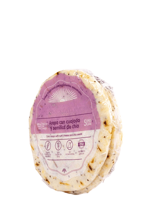 Arepas Artesanales con Cuajada y Semillas de Chía 5 Unidades (350g) – Naturales, Suaves y Nutritivas | Minimo 5 paquetes por pedido