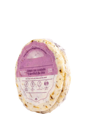 Arepas Artesanales con Cuajada y Semillas de Chía 5 Unidades (350g) – Naturales, Suaves y Nutritivas | Minimo 5 paquetes por pedido