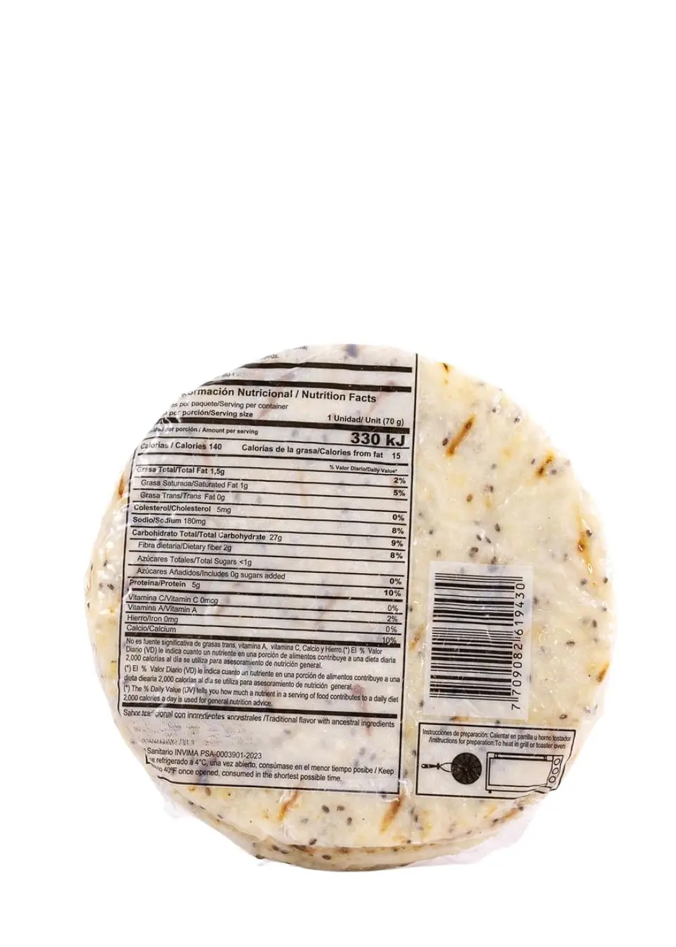 Arepas Artesanales con Cuajada y Semillas de Chía 5 Unidades (350g) – Naturales, Suaves y Nutritivas | Minimo 5 paquetes por pedido 4