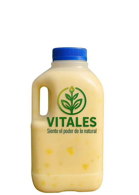 Yogurt Artesanal con Trozos de Piña 1 litro — Frescura Tropical en Cada Sorbo --Con certificación sanitaria oficial