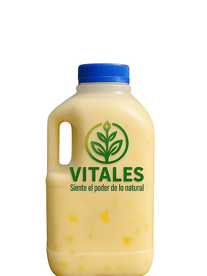 Yogurt Artesanal con Trozos de Piña 1 litro — Frescura Tropical en Cada Sorbo --Con certificación sanitaria oficial