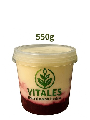 Yogurt griego artesanal con frutos rojos | Natural, sin conservantes y sin colorantes |  550g (medio litro) --Con INVIMA