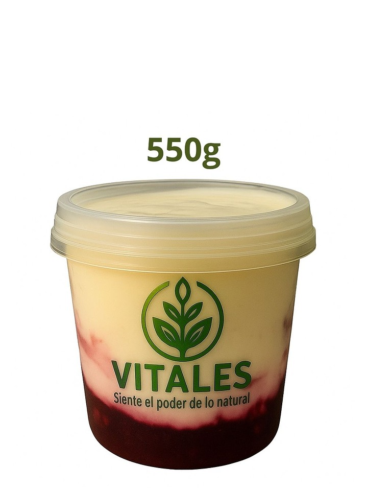 Yogurt griego artesanal con frutos rojos | Natural, sin conservantes y sin colorantes |  550g (medio litro) --Con INVIMA 1