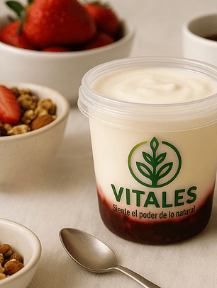 Yogurt griego artesanal con frutos rojos | Natural, sin conservantes y sin colorantes | 1050g (familiar) --Con INVIMA