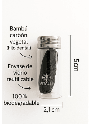 Seda Dental Biodegradable con Carbón de Bambú y Menta Natural 30 metros | Cuidado Bucal Ecoamigable sin Plástico