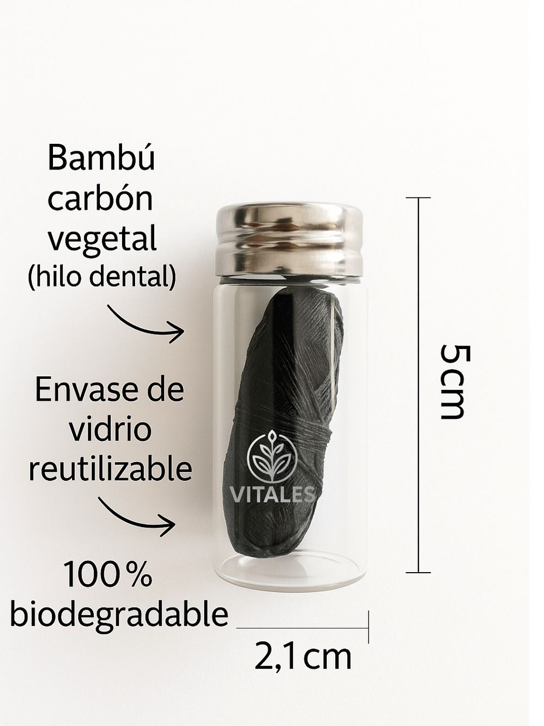 Seda Dental Biodegradable con Carbón de Bambú y Menta Natural 30 metros | Cuidado Bucal Ecoamigable sin Plástico 2