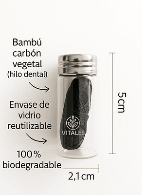 Seda Dental Biodegradable con Carbón de Bambú y Menta Natural 30 metros | Cuidado Bucal Ecoamigable sin Plástico