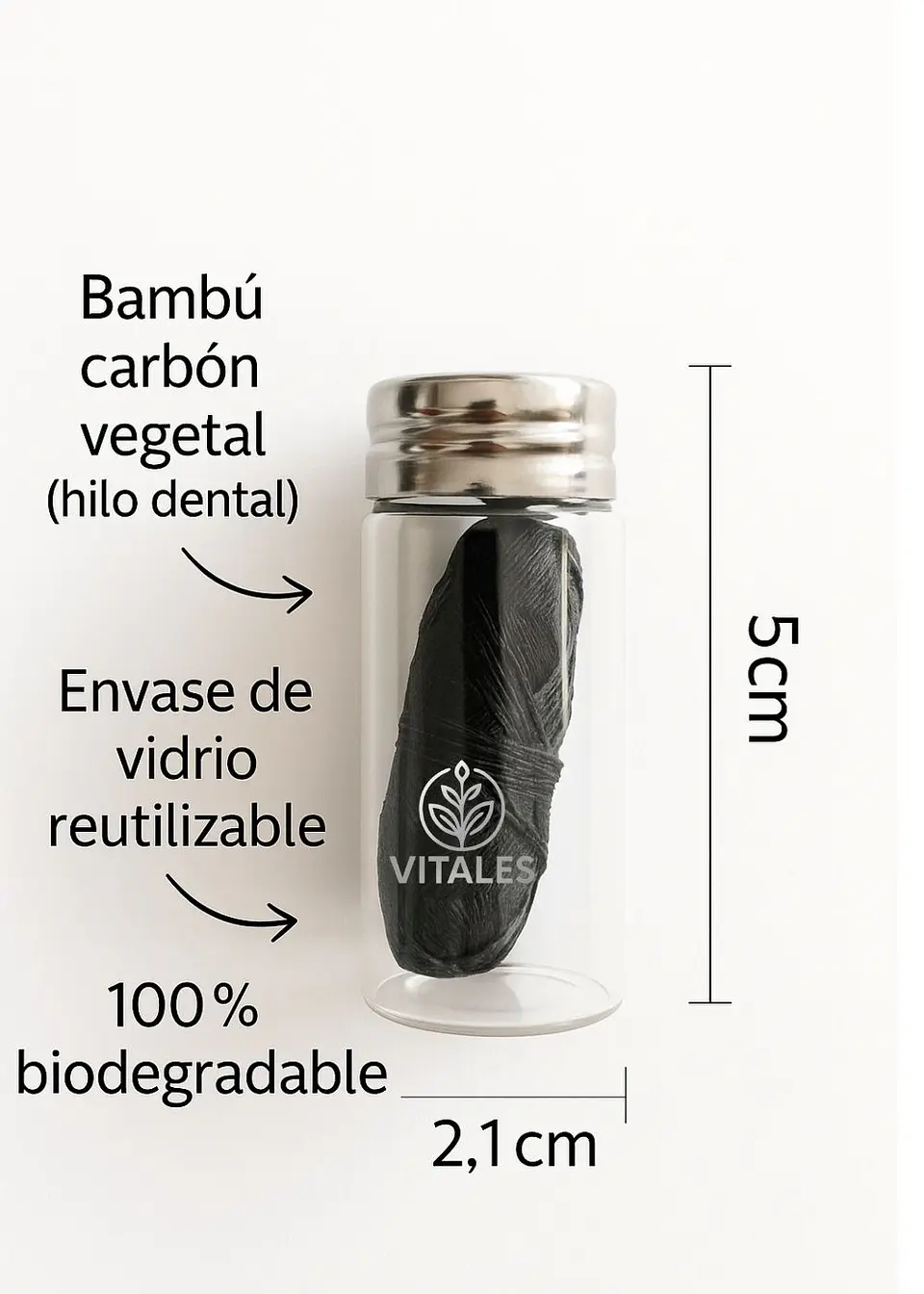 Seda Dental Biodegradable con Carbón de Bambú y Menta Natural 30 metros | Cuidado Bucal Ecoamigable sin Plástico 2