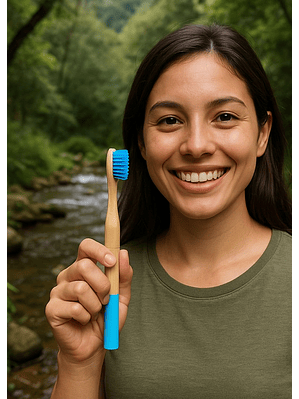 Cepillo Dental de Bambú Redondo Intercambiable + 1 repuesto  – Limpieza consciente, sonrisa natural