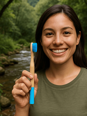 Cepillo Dental de Bambú Redondo Intercambiable + 1 repuesto  – Limpieza consciente, sonrisa natural