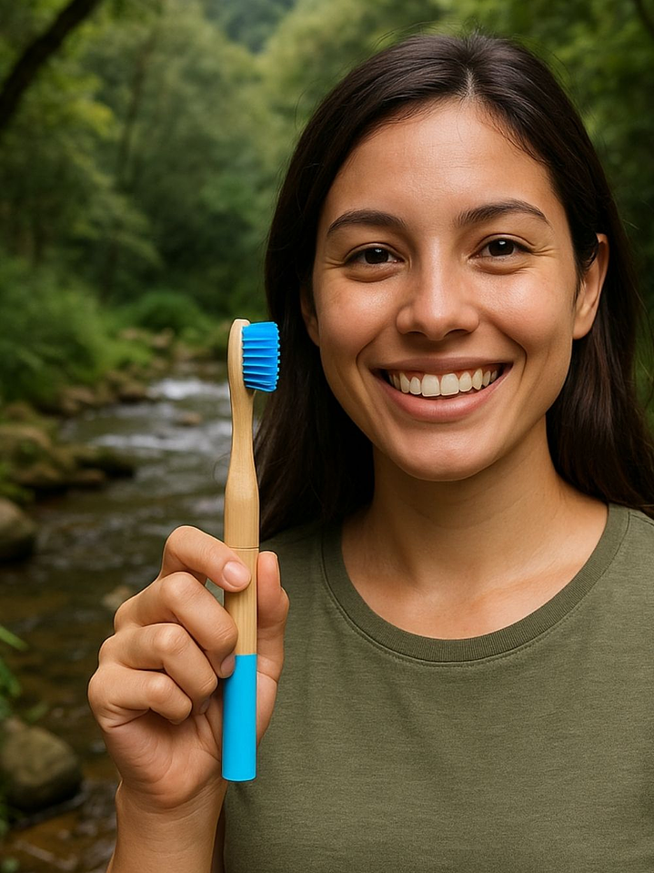 Cepillo Dental de Bambú Redondo Intercambiable + 1 repuesto  – Limpieza consciente, sonrisa natural 2