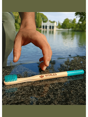 Cepillo Redondo de Bambú con cerdas nylon 6 sin BPA  – Natural como tu sonrisa, fresco como la naturaleza