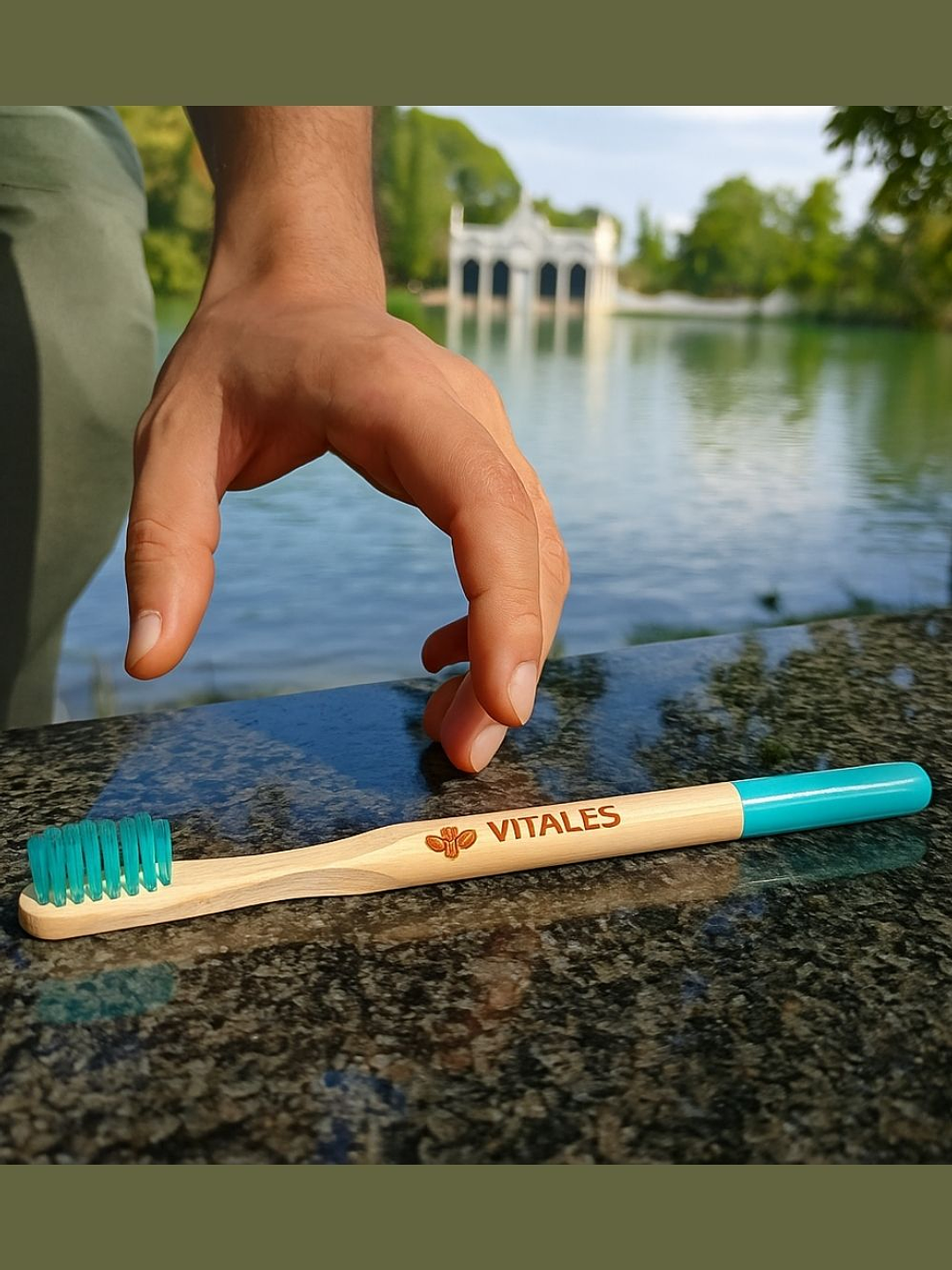 Cepillo Redondo de Bambú con cerdas nylon 6 sin BPA  – Natural como tu sonrisa, fresco como la naturaleza 2