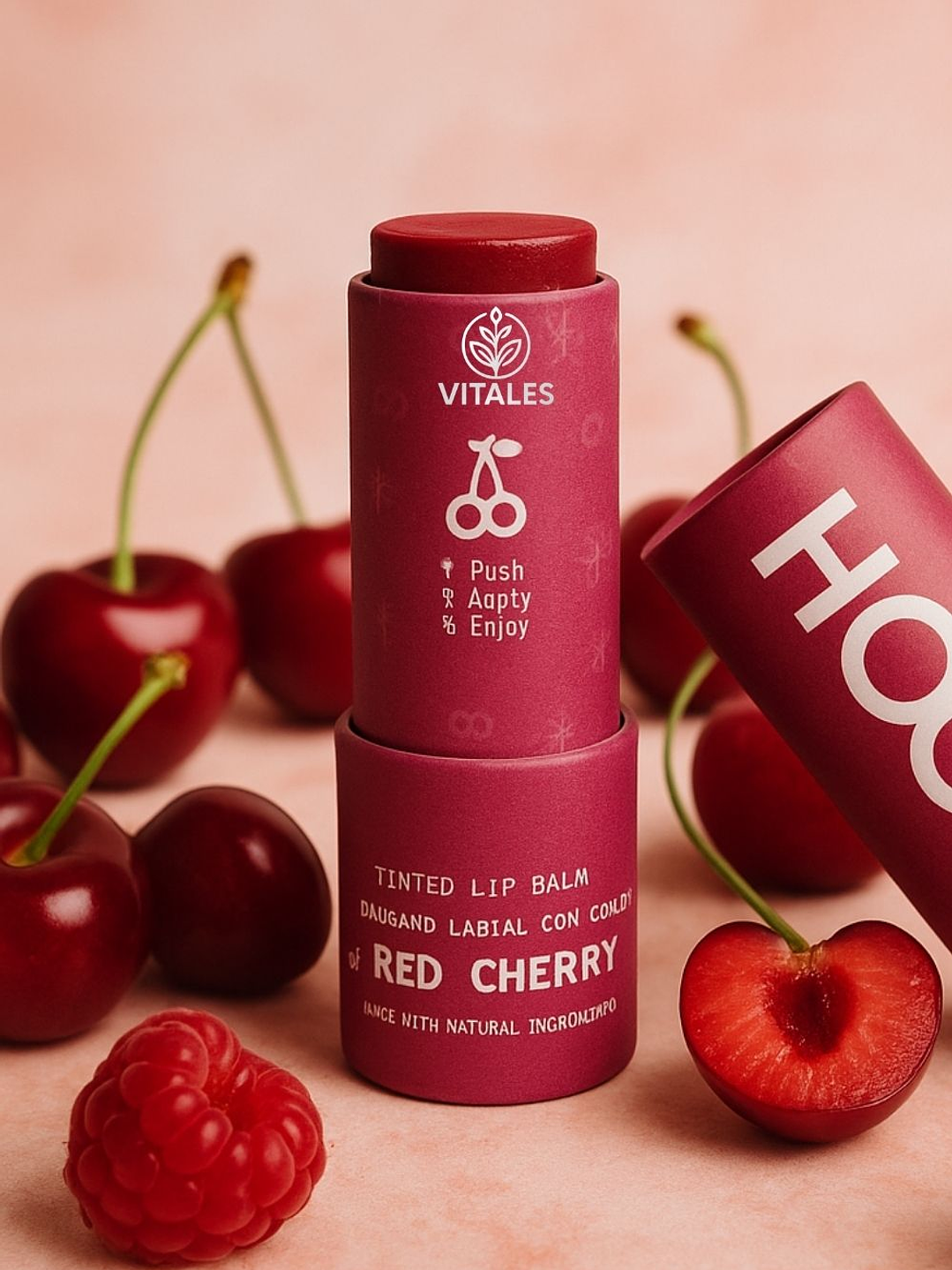 Bálsamo Labial con Color Cereza 9g – 100% Natural, Vegano y Biodegradable 3