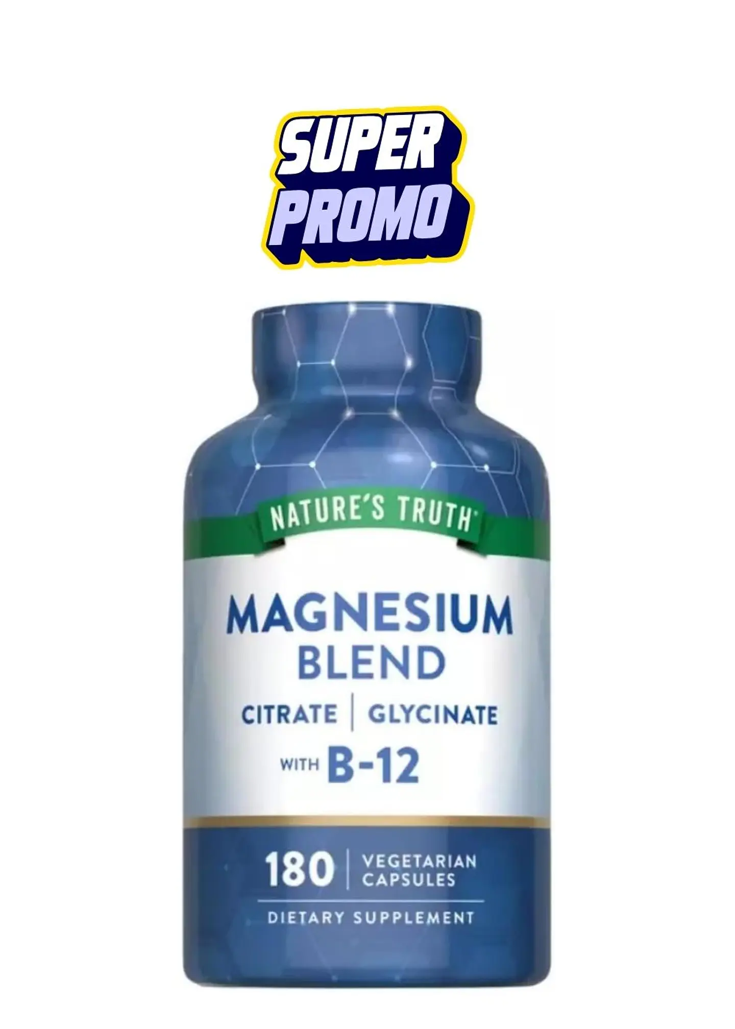 Magnesio Nature’s Truth con Vitamina B12 | Citrato, Glicinato y Aspartato | Salud Muscular, Nerviosa y Energética | 180 Cápsulas Vegetarianas | Colombia 1