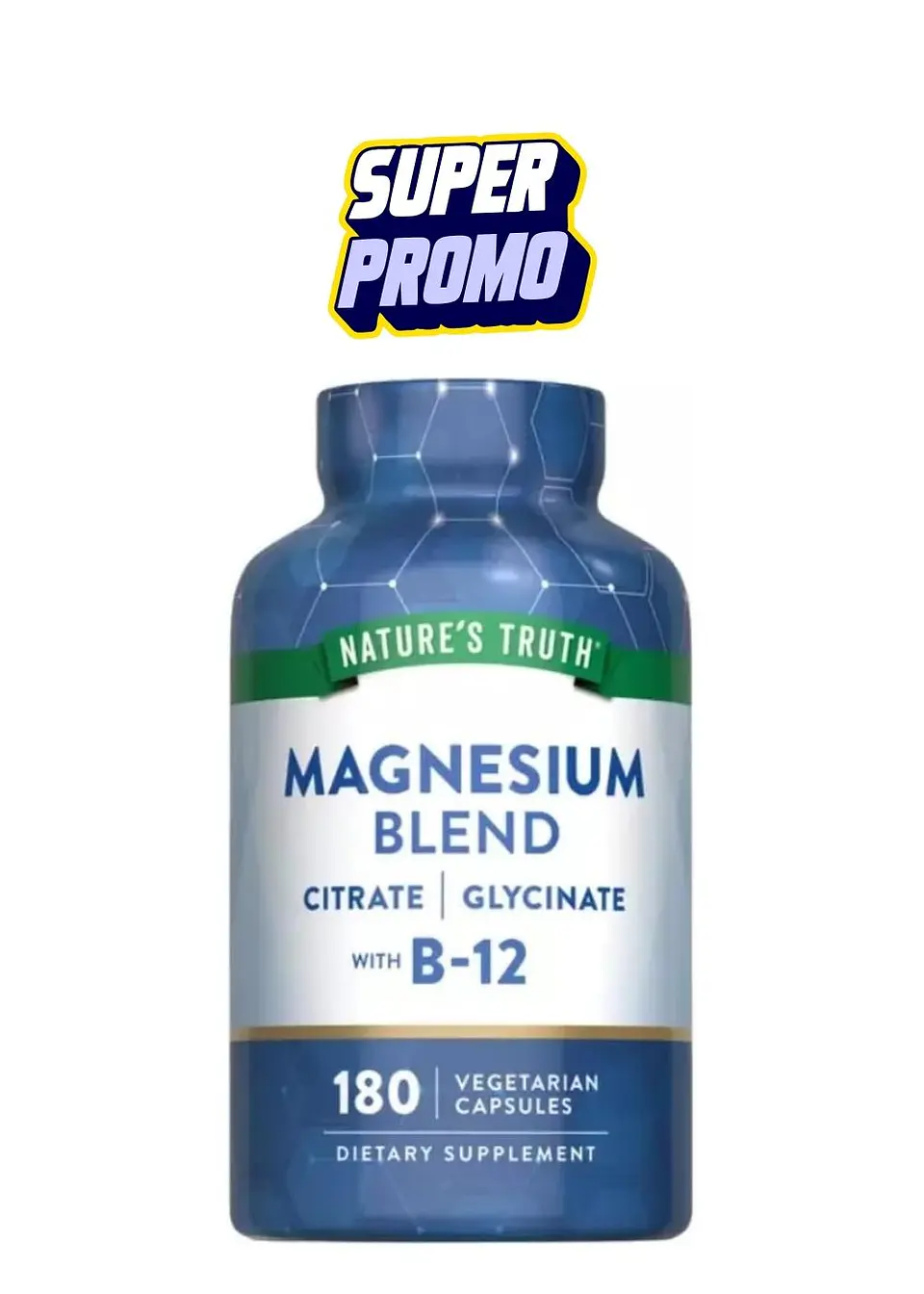 Magnesio Nature’s Truth con Vitamina B12 | Citrato, Glicinato y Aspartato | Salud Muscular, Nerviosa y Energética | 180 Cápsulas Vegetarianas | Colombia 1