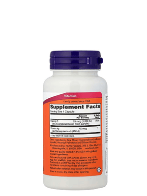 Vitamina D3 + K2 NOW Foods 120 cápsulas | Fortaleza ósea, inmunidad y energía natural | Alta absorción| Colombia
