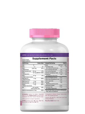 Nature’s Bounty Cabello, Piel y Uñas 250 cápsulas blandas | Biotina alta potencia | Fortalece cabello, uñas y mejora la piel | Colombia