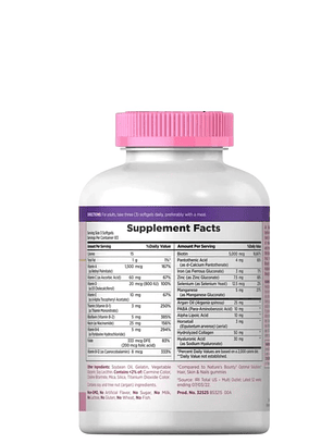 Nature’s Bounty Cabello, Piel y Uñas 250 cápsulas blandas | Biotina alta potencia | Fortalece cabello, uñas y mejora la piel | Colombia