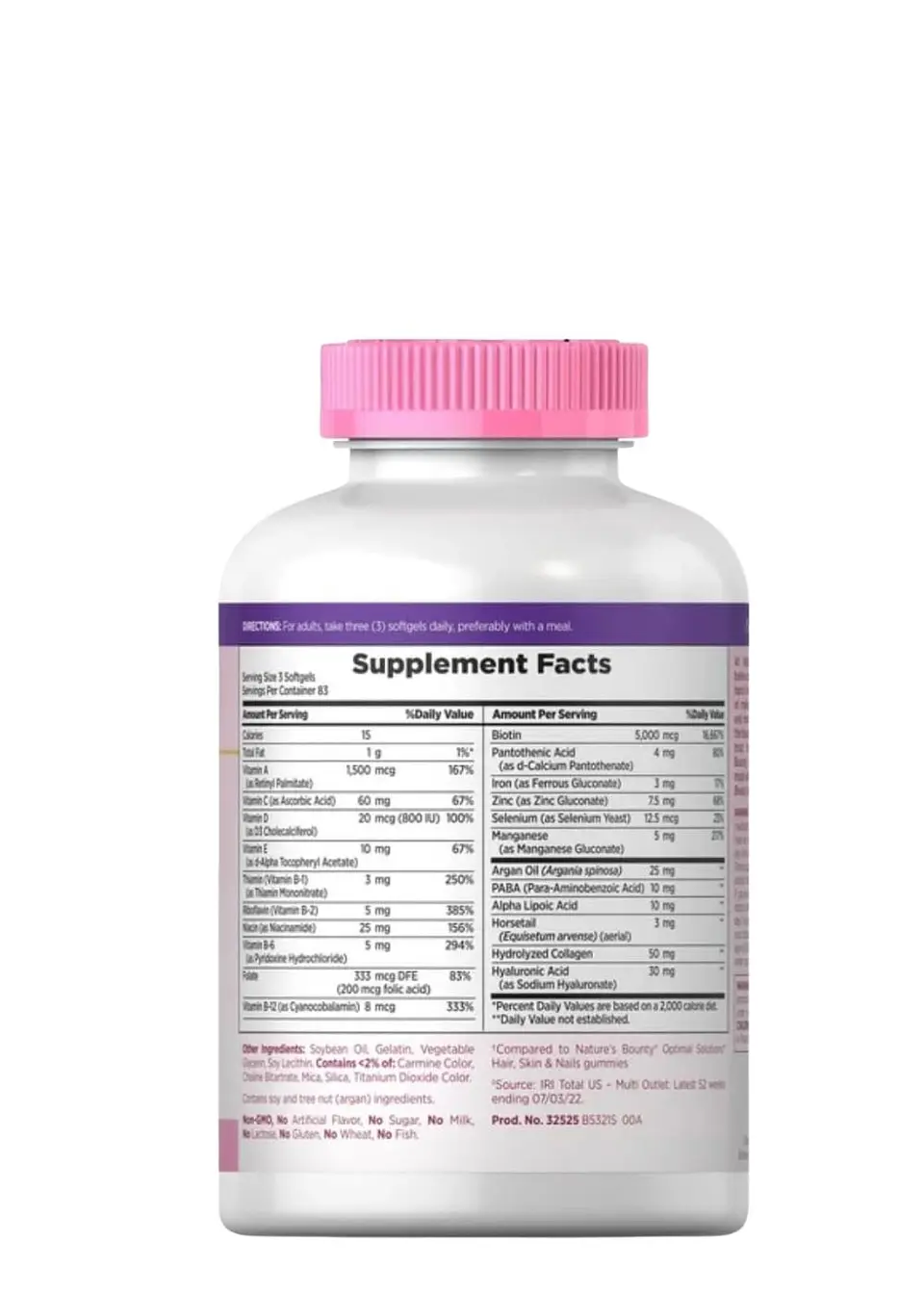 Nature’s Bounty Cabello, Piel y Uñas 250 cápsulas blandas | Biotina alta potencia | Fortalece cabello, uñas y mejora la piel | Colombia 2