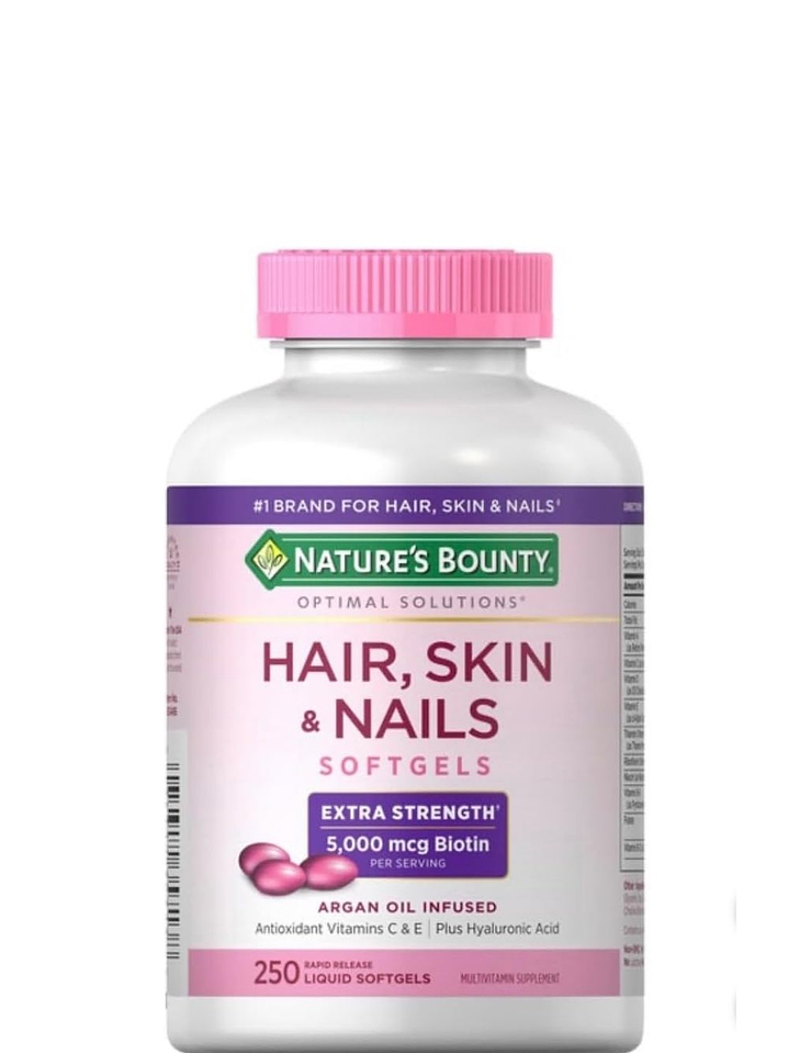 Nature’s Bounty Cabello, Piel y Uñas 250 cápsulas blandas | Biotina alta potencia | Fortalece cabello, uñas y mejora la piel | Colombia 1