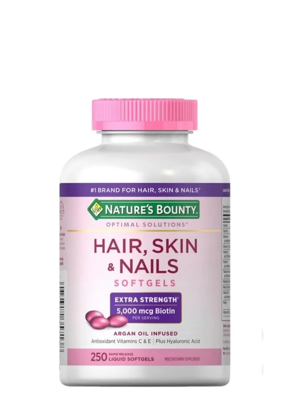 Nature’s Bounty Cabello, Piel y Uñas 250 cápsulas blandas | Biotina alta potencia | Fortalece cabello, uñas y mejora la piel | Colombia 1
