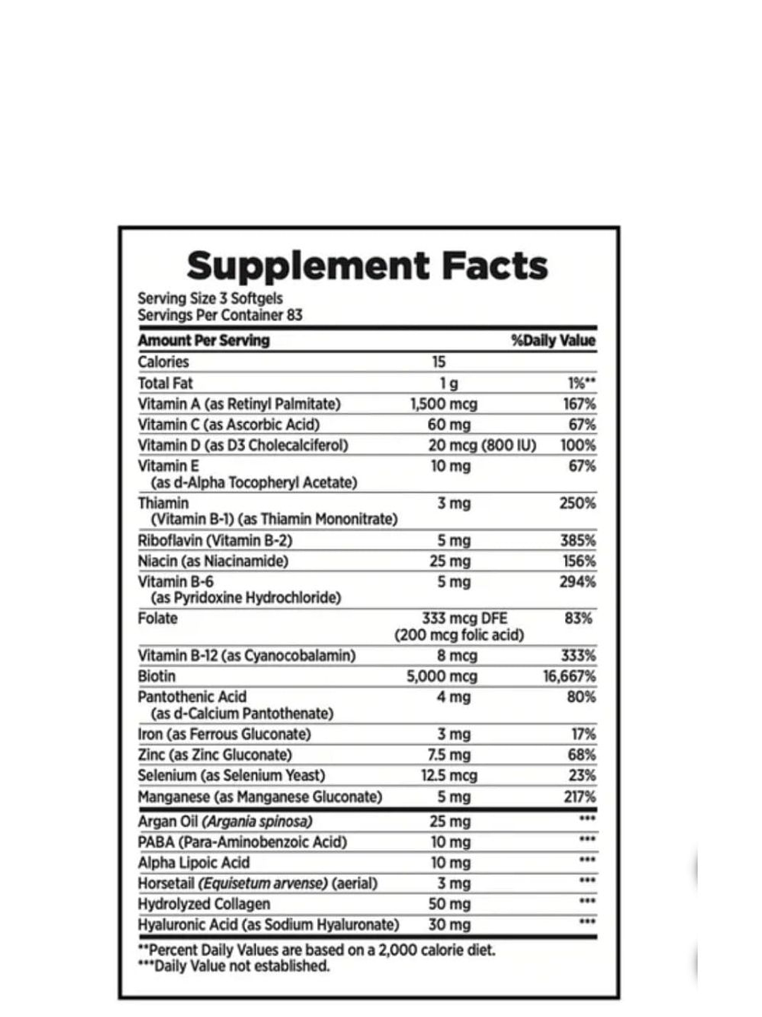 Nature’s Bounty Cabello, Piel y Uñas 250 cápsulas blandas | Biotina alta potencia | Fortalece cabello, uñas y mejora la piel | Colombia 3