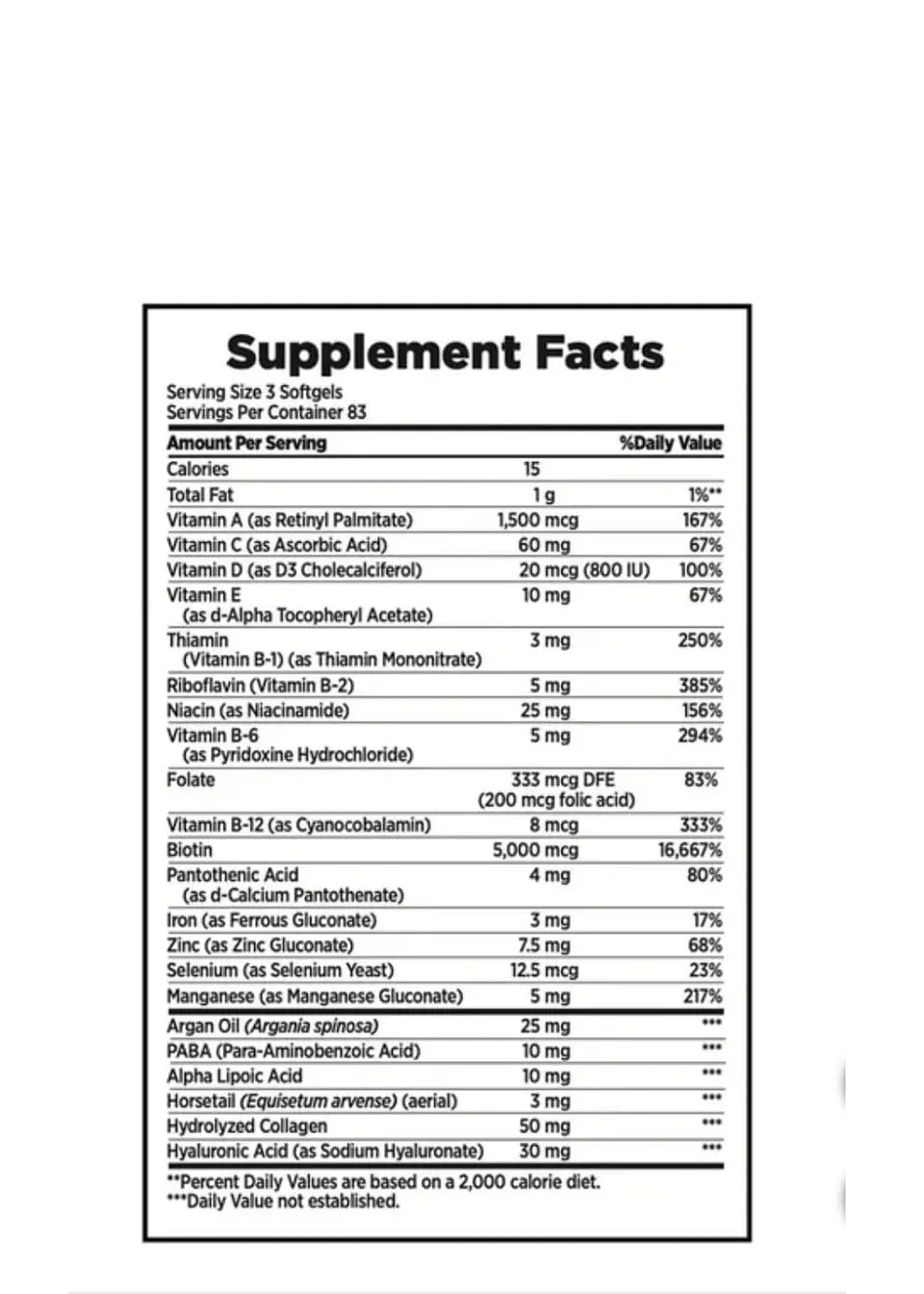 Nature’s Bounty Cabello, Piel y Uñas 250 cápsulas blandas | Biotina alta potencia | Fortalece cabello, uñas y mejora la piel | Colombia 3