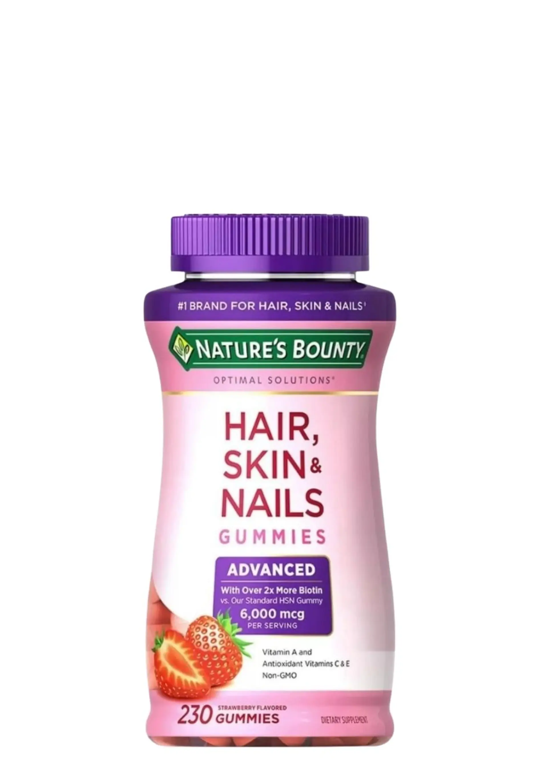 Nature’s Bounty Hair, Skin & Nails Advanced Gummies x230 | 6.000 mcg de Biotina | Vitaminas A, C y E | Cabello Más Fuerte, Piel Radiante y Uñas Resistentes | Gomitas de Fresa | Importadas  |  Colombia 3