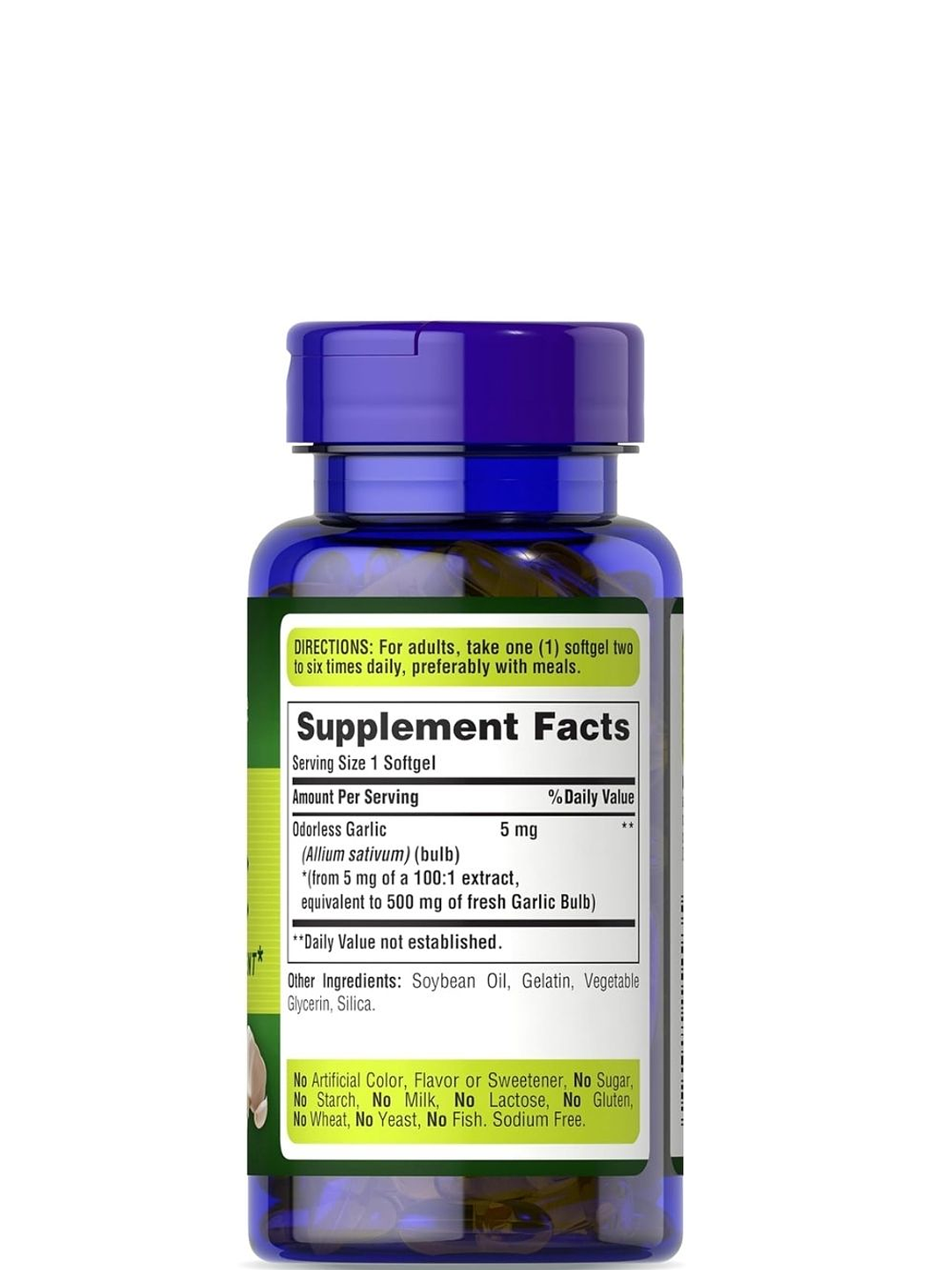 Puritan's Pride Ajo Fresco Sin Olor Premium 500 mg 250 cápsulas – Fuerza natural para tu corazón y circulación | Colombia 3