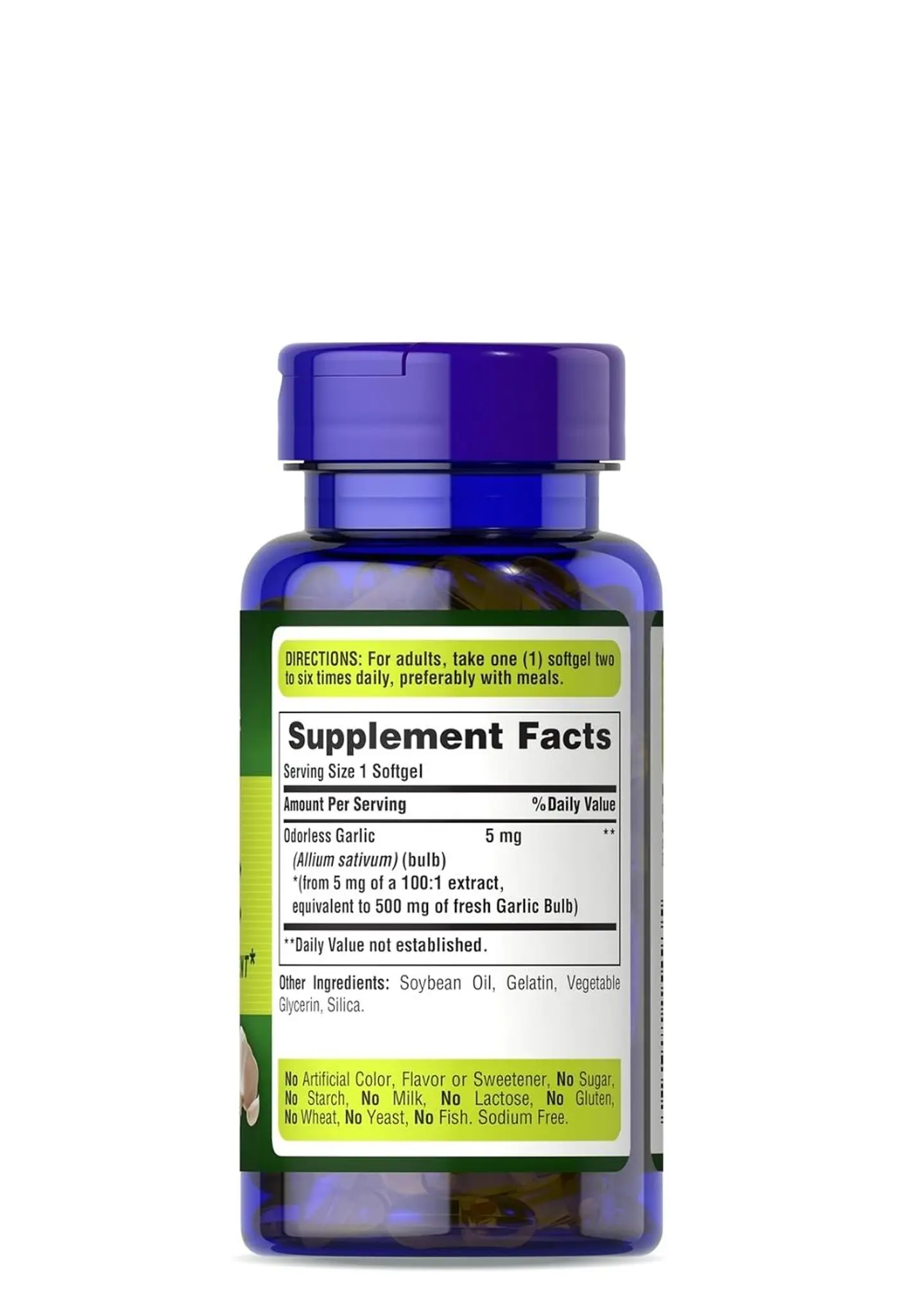 Puritan's Pride Ajo Fresco Sin Olor Premium 500 mg 250 cápsulas – Fuerza natural para tu corazón y circulación | Colombia 3