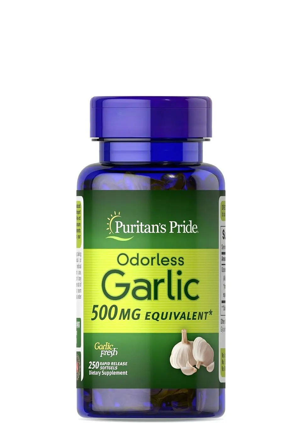 Puritan's Pride Ajo Fresco Sin Olor Premium 500 mg 250 cápsulas – Fuerza natural para tu corazón y circulación | Colombia 1