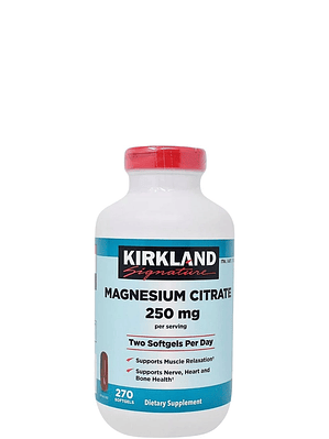 Kirkland Signature Citrato de Magnesio 250 mg (270 softgels) – Apoyo para Músculos, Nervios, Huesos y Corazón| Colombia