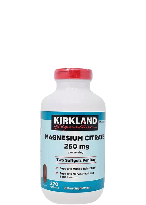 Kirkland Signature Citrato de Magnesio 250 mg (270 softgels) – Apoyo para Músculos, Nervios, Huesos y Corazón| Colombia