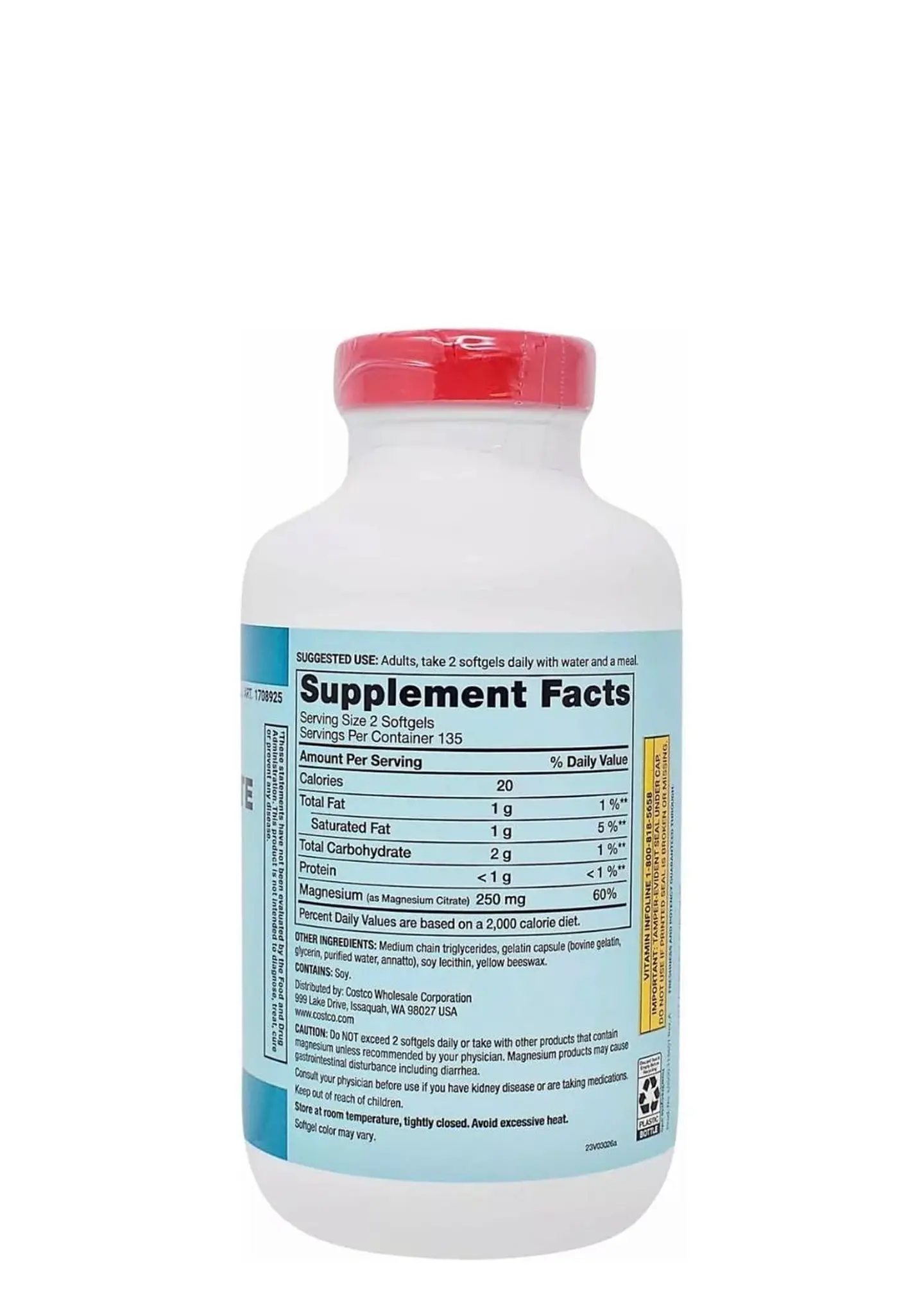 Kirkland Signature Citrato de Magnesio 250 mg (270 softgels) – Apoyo para Músculos, Nervios, Huesos y Corazón| Colombia 2