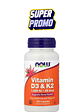 Vitamina D3 + K2 NOW Foods 120 cápsulas | Fortaleza ósea, inmunidad y energía natural | Alta absorción| Colombia - Miniatura 1
