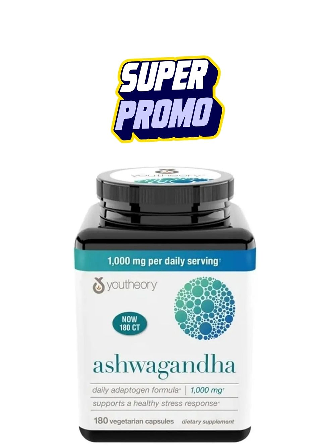 Youtheory | Ashwagandha 1000 mg con KSM-66 – 180 Cápsulas | 5% Withanólidos, Fórmula Concentrada y Clínicamente Estudiada | Colombia 1