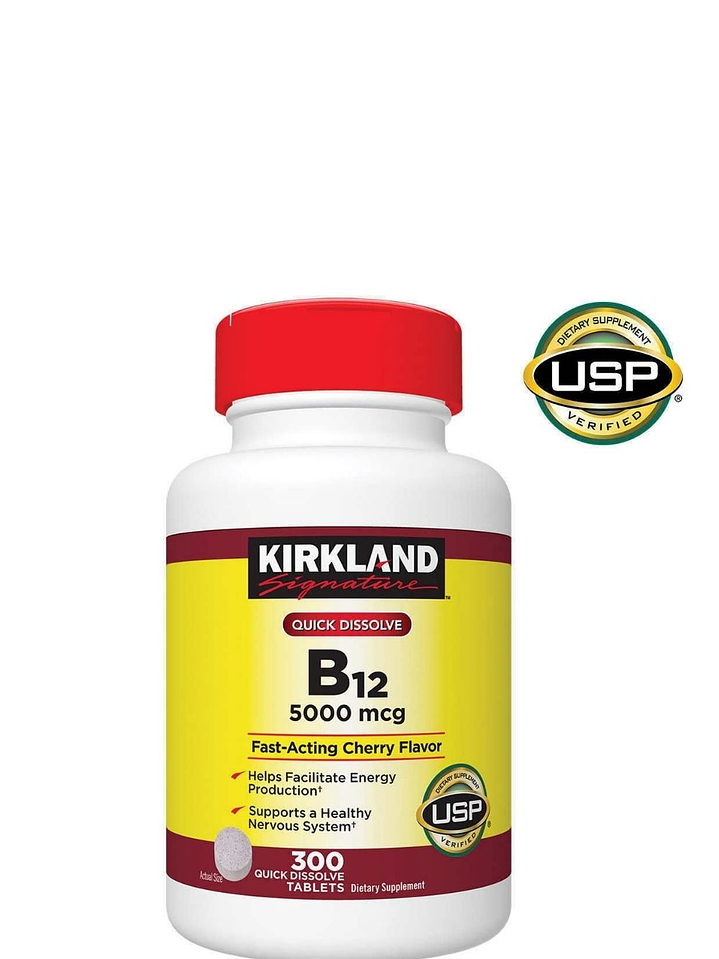Kirkland Vitamina B12 5000 mcg Sublingual – 300 tabletas | Energía Natural, Sistema Nervioso y Metabolismo Activo | Colombia 1
