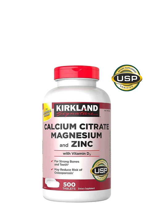 Kirkland Citrato de Calcio con Magnesio, Vitamina D3 y Zinc – 500 tabletas | Huesos Fuertes, Articulaciones & Sistema Inmune | Colombia