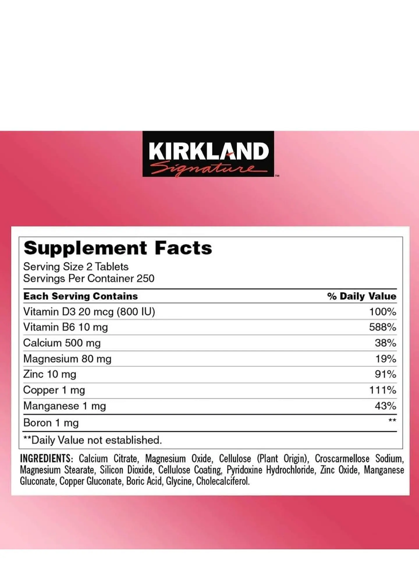 Kirkland Citrato de Calcio con Magnesio, Vitamina D3 y Zinc – 500 tabletas | Huesos Fuertes, Articulaciones & Sistema Inmune | Colombia 2